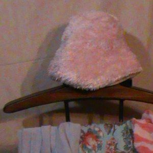 Pink fuzzy stocking cap , one size fits most
